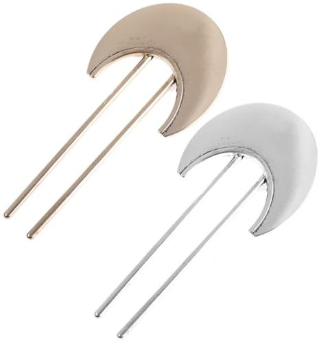 IWOWHERO Lot de 2 Épingles à Cheveux en Métal Doré et Argenté Fourchettes D’Éventail pour Femme Accessoires Chignon Longs Bâtonnets Chinois Élégants pour Coiffure Quotidienne