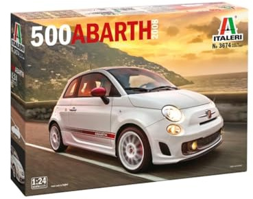 Italeri 3674 1:24 FIAT 500 Abarth (2008) - Modelismo, Kit de Montaje, modelismo estático, Manualidades, Hobby, Pegamento, Kit de plástico, Fiel al Detalle, Modelo de Coche, 1:24