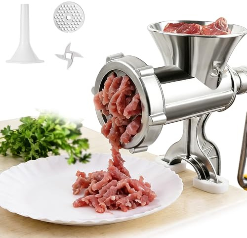 SGZIOO Meat Grinder Manual, Manual Meat Grinder with Sausage Stuffer, Aluminum Alloy Meat Mincers for Home Use, Sausage Maker Machine, 1manual Meat Mincer for Meats, Vegetable, Pepper, Noodles