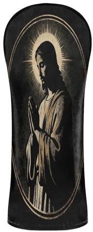 Set di coperture per mazze da golf vintage Jesus nero impermeabile con targhetta numerica per conducente, legno e ibrido