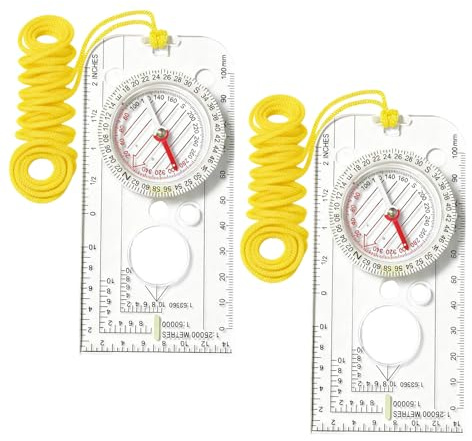 Lot de 2 boussoles de navigation, scouts, course d'orientation, boussole de randonnée, légère, avec inclinaison réglable pour l'expédition, la lecture, la navigation, la course d'orientation (12,5 x