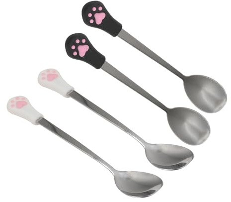 SMASOLO 4pcs Pet Food Spoon Stainless Steel Dog Cat Can Spoon for Wet Treats for Weaning Self Feeding