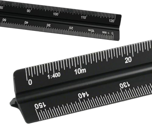Maßstab Lineal,Massstab Lineal, Dreikantmaßstab aus Aluminium, metrische Skalen 1:100/200/250/300/400/500, 30 cm, präzise, langlebig, für Architekten, Ingenieure, Studenten
