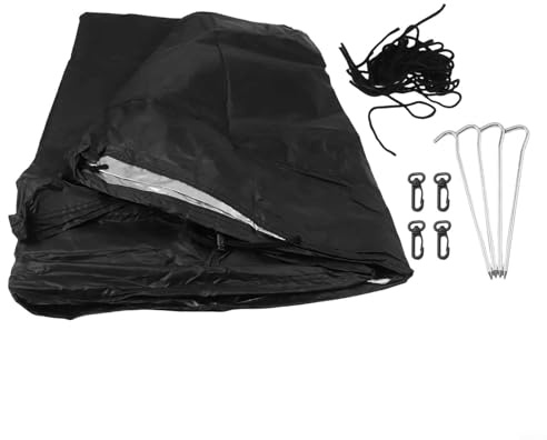 Round Pool Cover for Above Ground Pools | Waterproof Polyester Protector Against Leaves and Debris | Black Dustproof Shield with Secure Rope for Outdoor Garden Use(8FT)