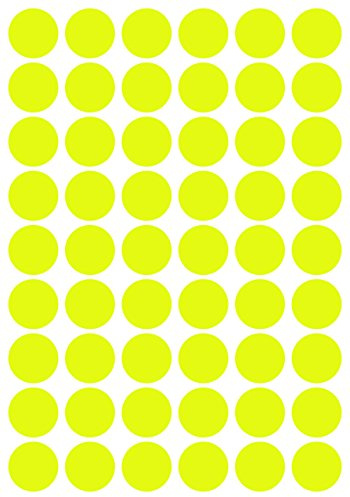 108 Klebepunkte, 30 mm, Neon gelb, aus PVC Folie, Markierungspunkte, Punkt, Vinyl, leuchtend, rund, selbstklebend