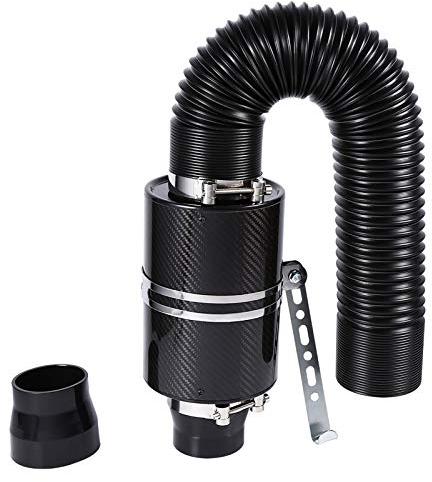Filtre à air froid universel Fibre de carbone Moteur de voiture Soufflet d’air haut débit modifié pour voiture Kit tuyau d’induction de ventilation fermé