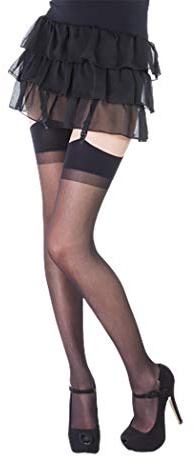 SENTELEGRI Luxury Plain Top Sheer Stockings, 15 Denier - Available 10 Colours (Regular, Black)