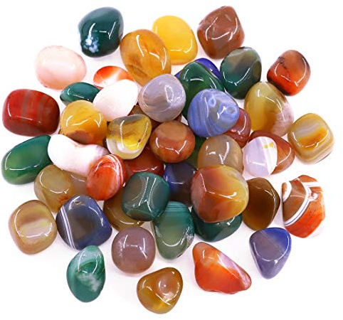 Hilitchi Pierres d'agate mélangées pour plantes, cactus et plantes grasses, remplissage de vase, décoration de fond de paysage (environ 455 g)
