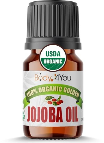 BodyJ4You Organic Jojoba Oil Piercing Aftercare - USDA 100% Pure Cold Pressed Ear Stretching Oil - Gauge Care Nose Septum Cartilage Tragus Navel - Natural Skin Recovery Moisturizer Vegan - 0.17 Fl Oz