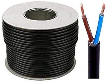 Electrical Core Round PVC Mains Electrical Cable Copper - 3182Y 2 Core x 1.0 mm² 10 Amp PVC Flexible Cable Cut To Length Flex-Wire High Temperature Resistance (Black, 25 Meters)