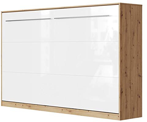 SMARTBett Schrankbett Standard 90x200 120x200 140x200 160x200 Bettschrank Wandbett Wildeiche/Weiss Hochglanz 120 Horizontal