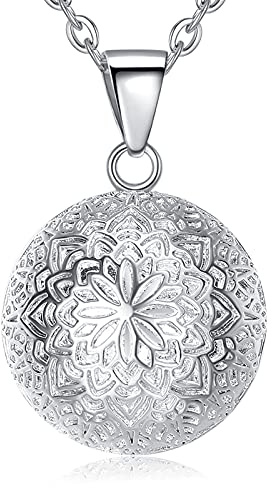 EUDORA Harmony Ball Llamador de Ángeles Embarazada Vintage Bisutería Collares de Mujer, Loto Colgantes de Mujer Primer Embarazo Mamá Regalos Originales para Madre, 76,2cm + 114,3cm