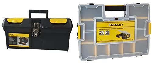 Stanley 1-94-745 Organiseur Sort master 17 Compartiments - 8 Intercalaire mobile & 1-92-065 Boite A Outils 2 Organiseurs Sur Le Couvercle - Robuste