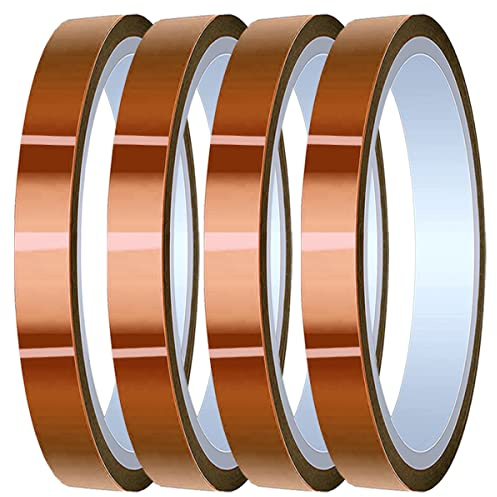 DAOKAI 4 Rouleaux 10mm x 28m(90ft) Ruban Haute Température Polyimide Résistant à la Chaleur Thermique Kapton pour Masquage/Soudure/Imprimantes 3D