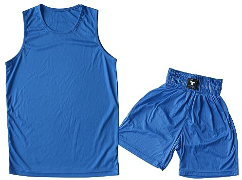 Mytra Fusion Kids Boxing Uniform 2 Pices Set Junior Boxningsdräkt (Blue, 3XS (9-10 Years))