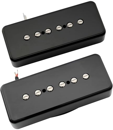 Artec ASA90 Alnico 5 P90 Soapbar Single Coil Tonabnehmer Hals Steg Pickups Set für E-Gitarre, Schwarz
