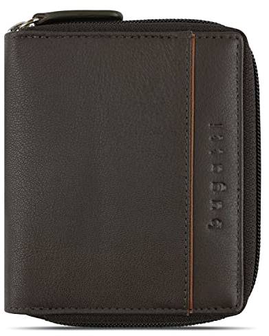 bugatti Banda Upright Wallet with Zipper Brown