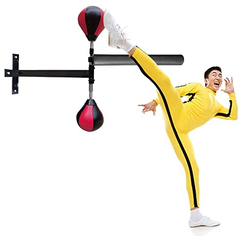 DYK&NX Wing Chun Muñeco, Pared montado Grappling Dummy, 360° Barra Giratoria, Bola de Velocidad de Altura Ajustable, Cuélgalo En La Pared De Mármol para Entrenar
