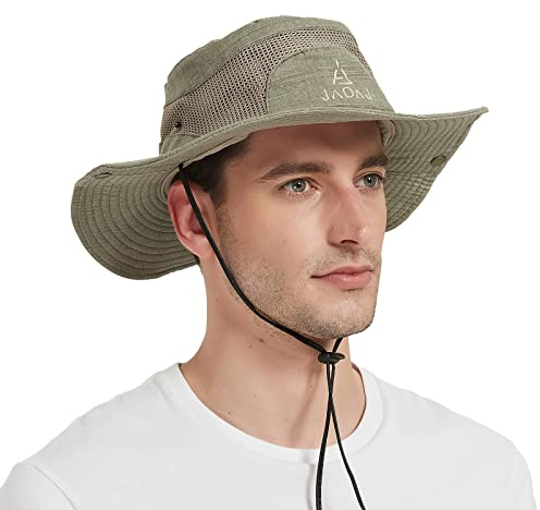 Mens Sun Hat Wide Brim Summer Bucket Safari Cotton Fishing Boonie Hat