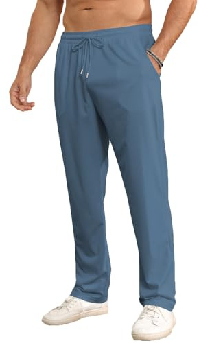 Halfword Pantalons de Sport Homme Jogging Loisirs Pantalon Survêtement Coupe Ample Poches Course à Pied Marine L