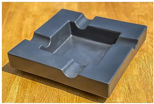 Topkapi 351.009 - Posacenere grande per sigari Black Night in vera porcellana dura, 4 ripiani, lavabile in lavastoviglie, per esterni e interni, colore antracite nero, prodotto in Germania