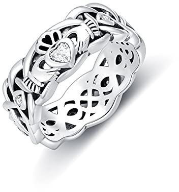 Seiyang Irische Herz Claddagh Ring mit AAA Zirkonia Irische Damen Ringe Silber 925 (12)