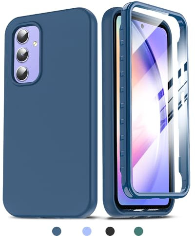 LeYi Handyhülle für Samsung Galaxy A54 5G Hülle Rundumschutz, Doppelseitige Schutzhülle mit Eingebautem Displayschutz, Militärischer Kratzfeste TPU Bumper Outdoor Doppel A 54 Case Cover Blau
