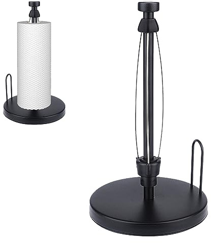 Qivine Free Standing Paper Towel Holder, Kitchen Towel Holders with Damping, Heavy Weighted Base Roll Dispenser, Easy to Tear Paper Roll Stand for Kitchen, Countertop