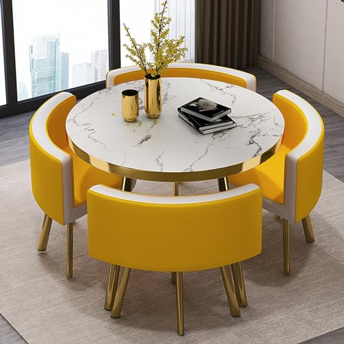 Esstisch-Set Büro-Empfangsraum-Clubtisch,Runder Esstisch Mit 4 Stühlen Set,Küchentisch Und Stühle Für 4 Personen,Besprechungstisch Mit Stühlen,Verhandlungstisch Meetings Kleine Runde Tische 90cm ( Siz