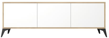Healancy Biomedical TV Schrank mit Türen - Kommode - Fernsehschrank - Lowboard - Fernsehtisch - Wohnzimmer Möbel - Board mit Stauraum - Tisch - Sideboard - Fernsehrregal - Tv-Schrank weiß