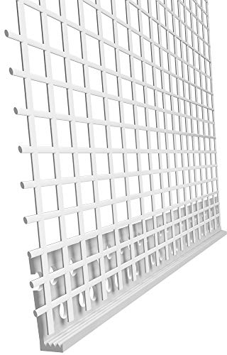 25x doitBau Abschlussprofil PVC 3mm mit Gewebe Putzabschluss Fassade Kantenprofil WDVS Putzprofil Glasfaser Profil Spachtelung Winkelprofil Armierungsgewebe Putzabschlussprofil Fassadendämmung