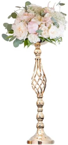 ISAKEN Dekosäule aus Metall, Elegante Gold Kerzenständer Metallsäule Blumenständer für Hochzeit Tischdekorationen oder Boden Stehend Straße Führen für Event Party Jahrestag Zeremonie