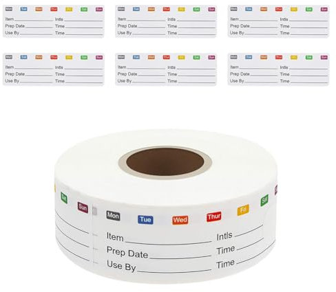 JIHUOO 300 Pcs Freezer Sticker Labels Date Label Stickers Food Container Labels Roll Food Storage Jar Labels Refrigerator Labels Stickers Pantry Organization Labels Multi