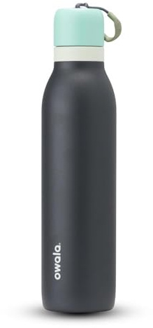 Owala FreeSip Twist Insulated Stainless Steel Water Bottle with Straw for Sports and Travel, BPA-Free, 24-oz, Blue/Grey (Foggy Tide)