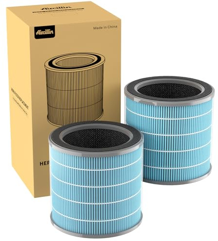 Aircillin Air Purifier AP070A & AP070B Replacement Filters, Efficiency Activated Carbon, High-efficiency HEPA Filter, 2 Pack