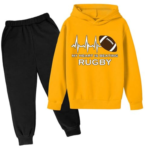 Ensemble Enfant Garcon, Ensembles-Rugby-De-Sport-Garçon Tenue De Sport Enfant Garçon Ado Survêtement De Sport Chic Ensemble À Capuche Et Pantalon Jogging Garçons