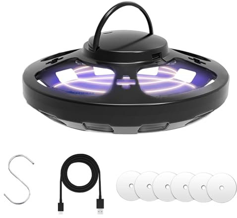 AMFUN 1PCS Trampa para Pulgas, Lámpara para Atrapar Pulgas, Repelente de Plagas Trampa para Pulgas, con 4 Modos Control de Plagas de Mascotas, No Tóxico, para Dormitorio, Salón, Cocina（Negro）