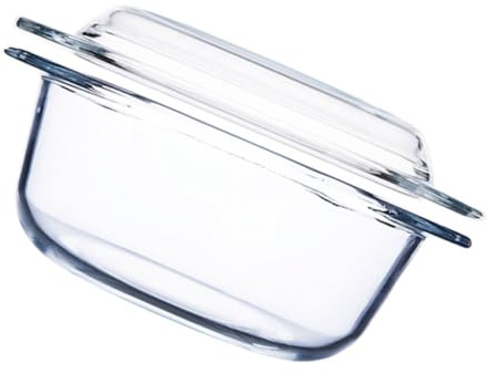 SHOWERORO Bol en Verre Chaleur avec Couvercle Pot à Soupe pour Micro-Ondes et Four Verre Cuisine 1,5 L
