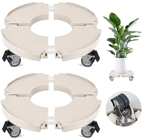 ToLanbbt Pflanzen-Caddy Ständer mit 360°-Rädern, verstellbar, 38,1–55,9 cm Rollständer, strapazierfähig, große Pflanzwagen, Dolly mit Rollen, 200 kg Kapazität für große Pflanzgefäße, Gartentopf