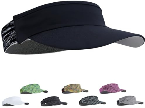 LUKIUP Schnelltrocknende Sonnenblende-Mütze, Unisex Sun Shield, Ultraleicht und Hoch Atmungsaktiv, Kühles Elastisches Visier, Sommerkappe mit Frotteeband Innenfutter, für den Sport(Schwarz)