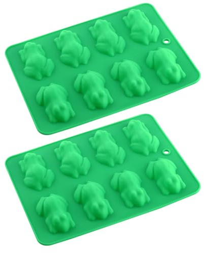 2 Pièces Moules à Chocolat en Silicone, Modèle à Bonbons en Forme de Grenouille avec 16 Cavités, Outils de Chocolat pour La Cuisson de Cupcakes, Gâteaux au Chocolat Gelées et Cookies