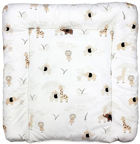 TupTam Baby Wickeltischauflage mit Baumwollbezug Gemustert, Farbe: Savanne Beige, Größe: 75 x 85 cm
