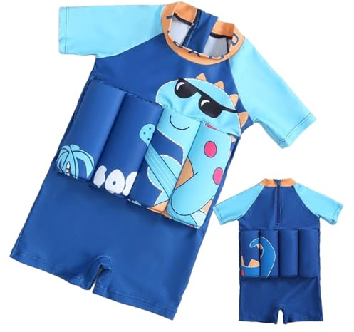 Bañador de natación para niños pequeños - Traje de baño de manga corta con ayuda de natación - Traje de baño de secado rápido Entrenador Chaleco salvavidas para piscina vacaciones