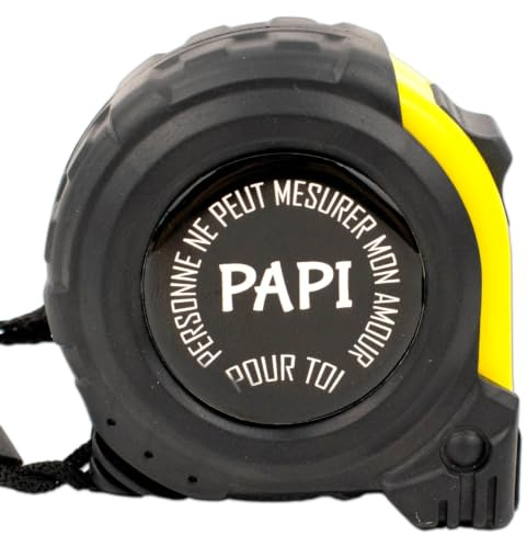 ERNESTINE - Mètre ruban Papi - cadeau fête des grands pères et fête des pères - cadeau papy accessoire homme - mètre pliant personnalisable famille - cadeau papi homme anniversaire Noël naissance