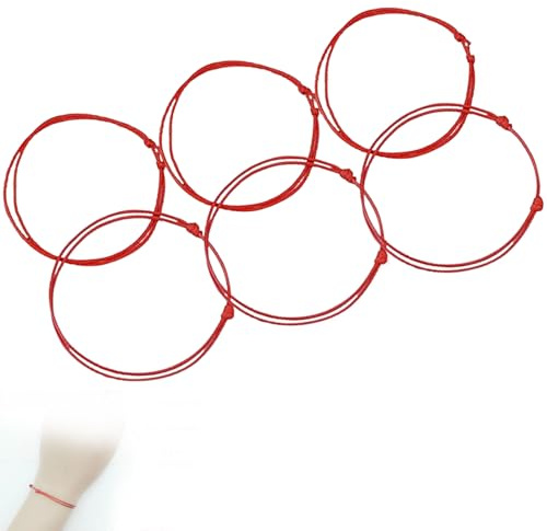 Lumi Zenva Bracelet Rouge Kabbale 6 Pièces, Fil Sacré de Protection Spirituelle, Amulette Traditionnelle Porte-Bonheur, Corde Énergétique contre Énergies Négatives, Pour Hommes et Femmes (6)