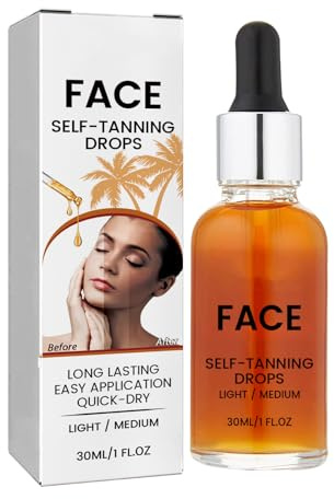 Gocce autoabbronzanti per il viso, siero abbronzante personalizzabile per una luminosità naturale, formula non grassa ad asciugatura rapida e lunga durata, adatta a donne e uomini