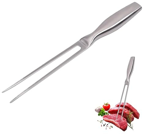 Fleischgabel Edelstahl, 27cm Professionelle Fleischgabel Groß für Steaks, Braten, Brathähnchen & Gemüse, Grillgabeln mit Langem Griff Rostfrei und Leicht zu Reinigen