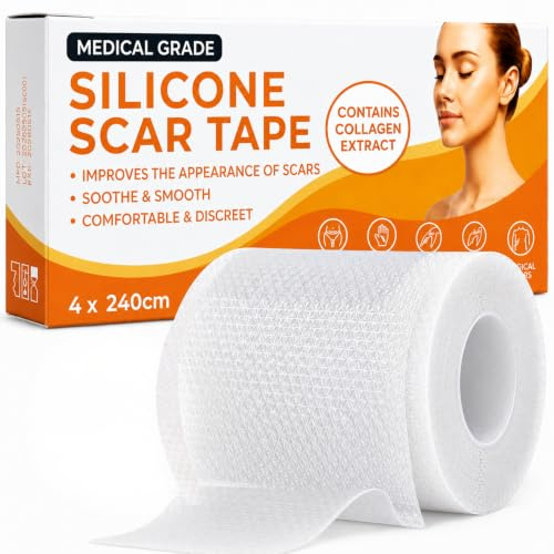 TargetControl Silicone Scar Tape, Collagen Tape for Wrinkles & Scars | Silicone Scar Sheets for C Section, Surgical & Keloid Scars | Face Wrinkle Tape | Cut-to-Size 4cm x 1.2m Roll