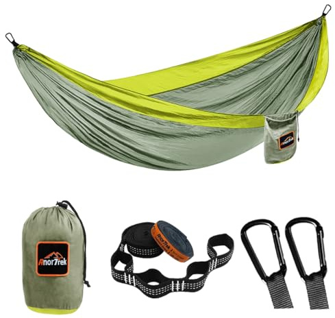 AnorTrek da Campeggio, Paracadute Doppia o Singola con Due Cinghie per Alberi, Portatile Leggera per Camping, Escursionismo, Zaino in Spalla