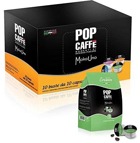 200 CAPSULE POP CAFFE' MOKA-UNO 2 CREMOSO COMPATIBILI UNO SYSTEM ILLY KIMBO
